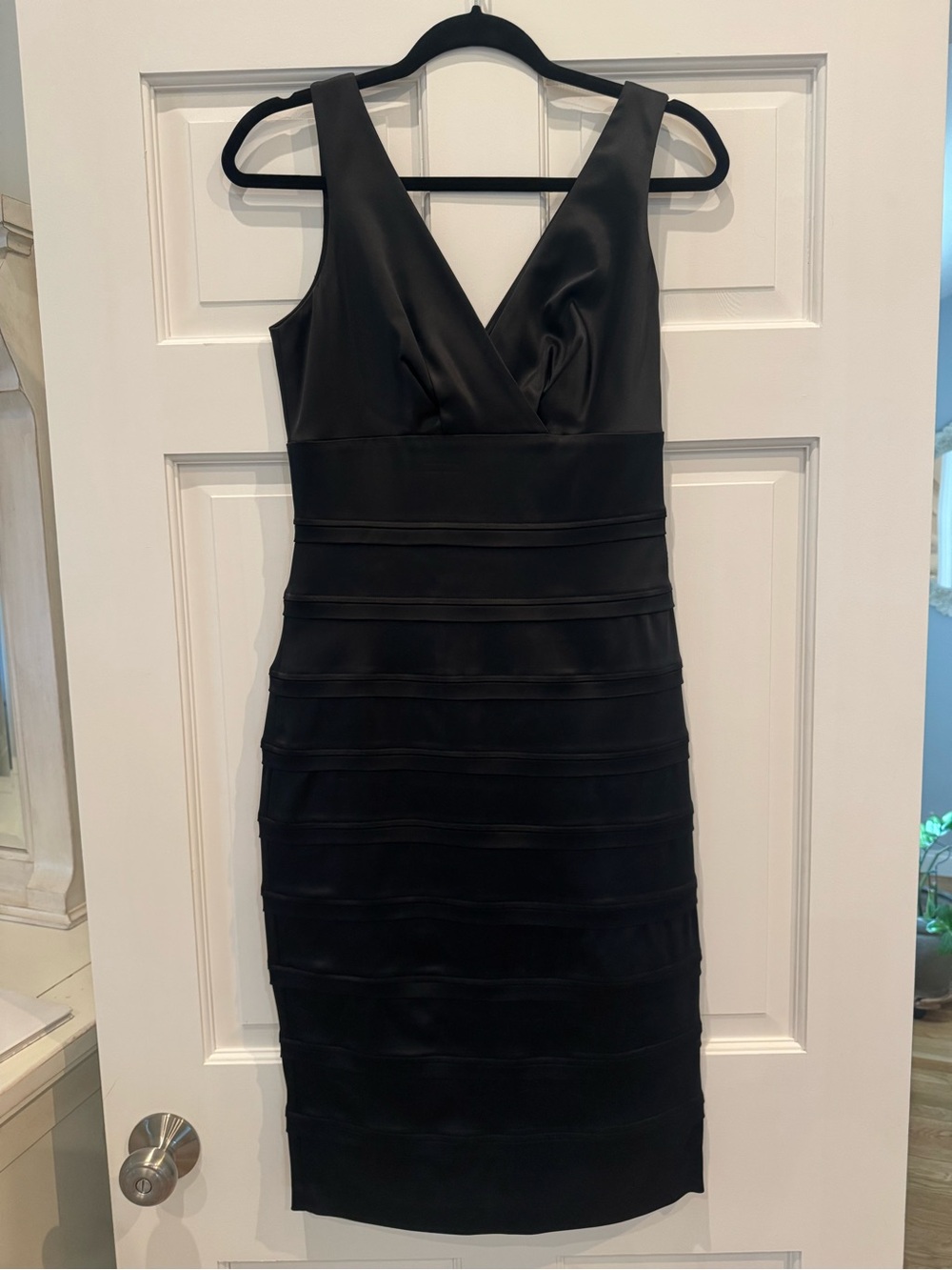 Guess by Marciano Black V-Neck Bandage Midi Dress